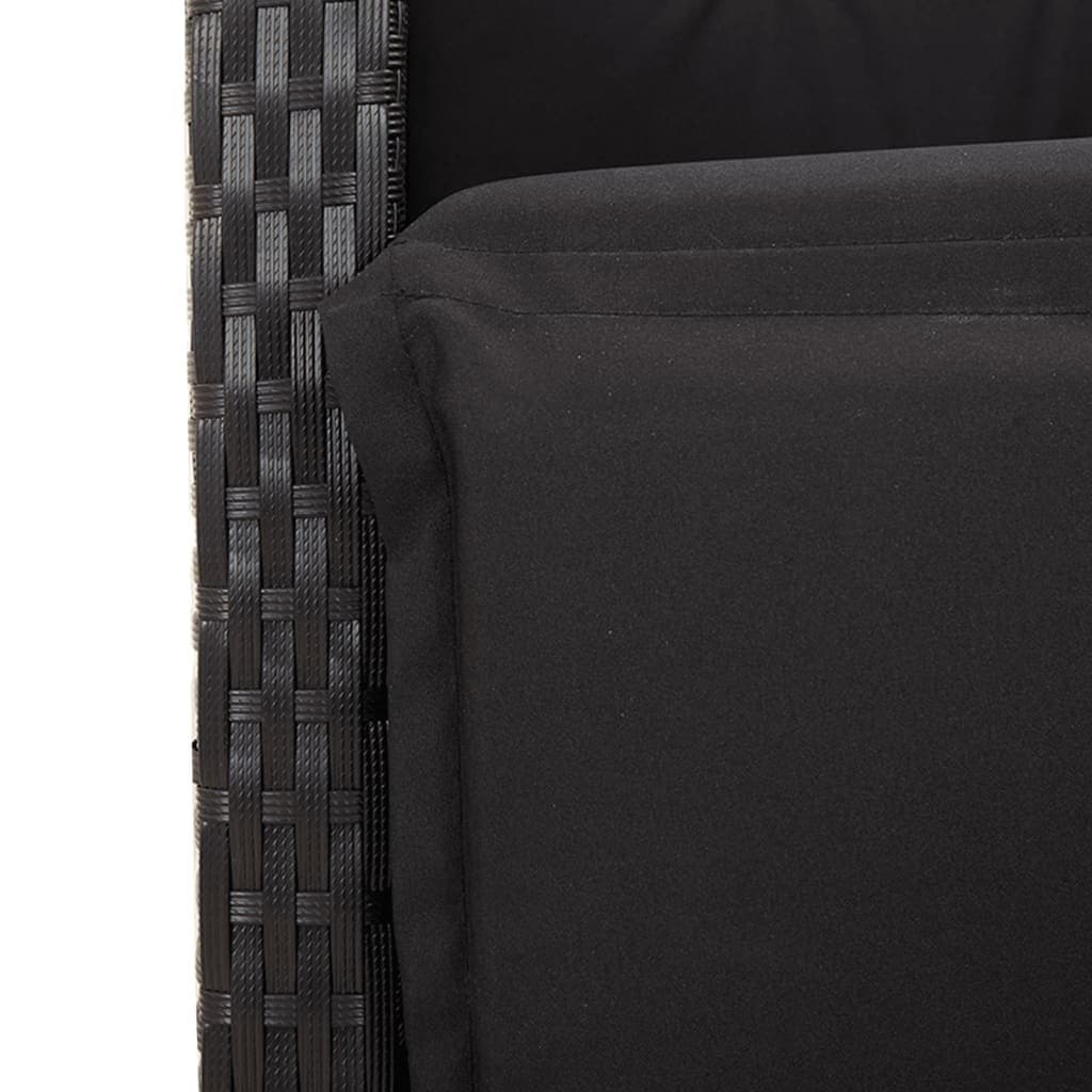 3-Piece Outdoor Bistro Set with Cushions in Black