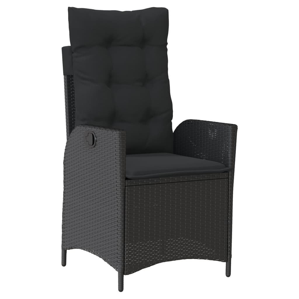 5 Piece Black Poly Rattan Garden Dining Set