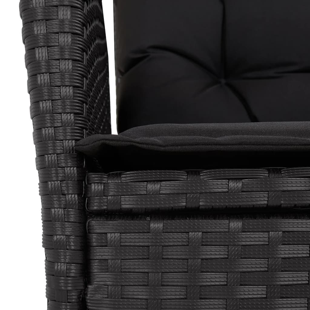 5 Piece Black Poly Rattan Garden Dining Set