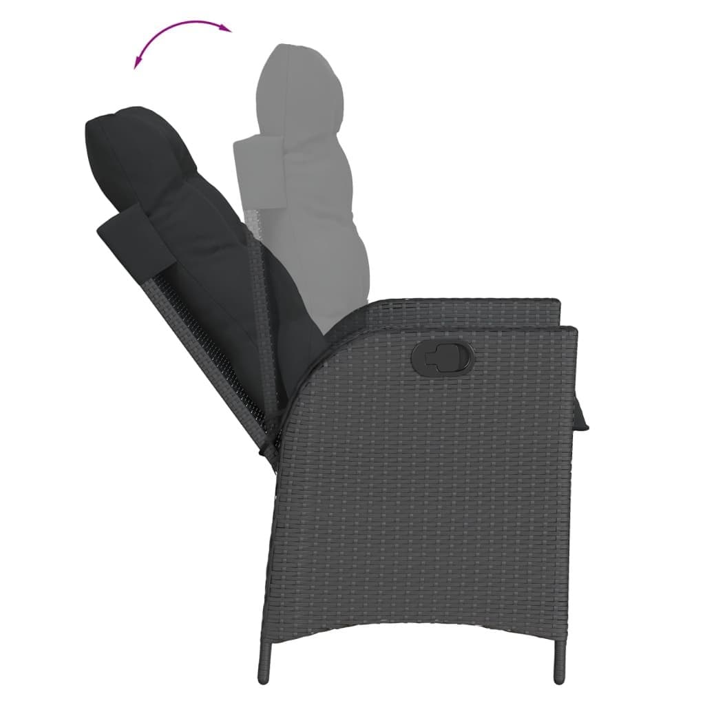 5 Piece Black Poly Rattan Garden Dining Set