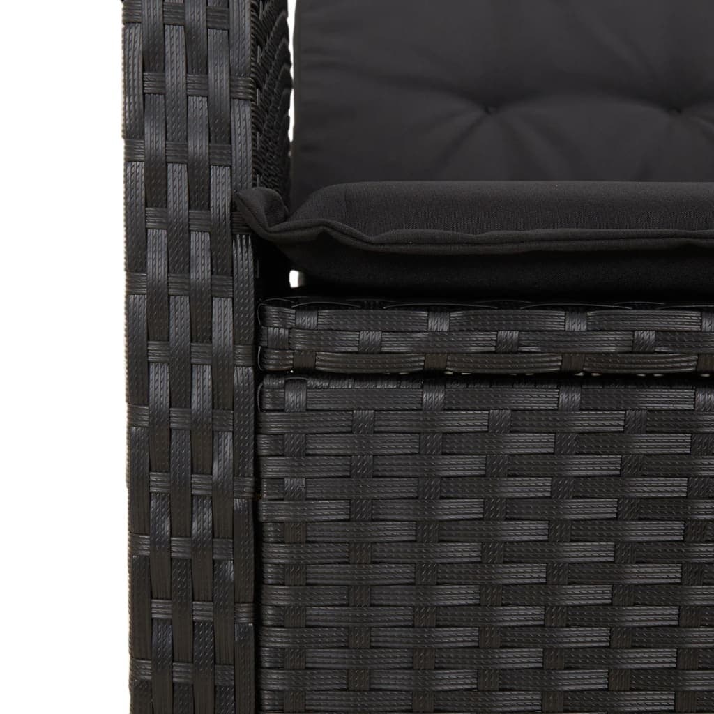 3 Piece Black Poly Rattan Outdoor Dining Set