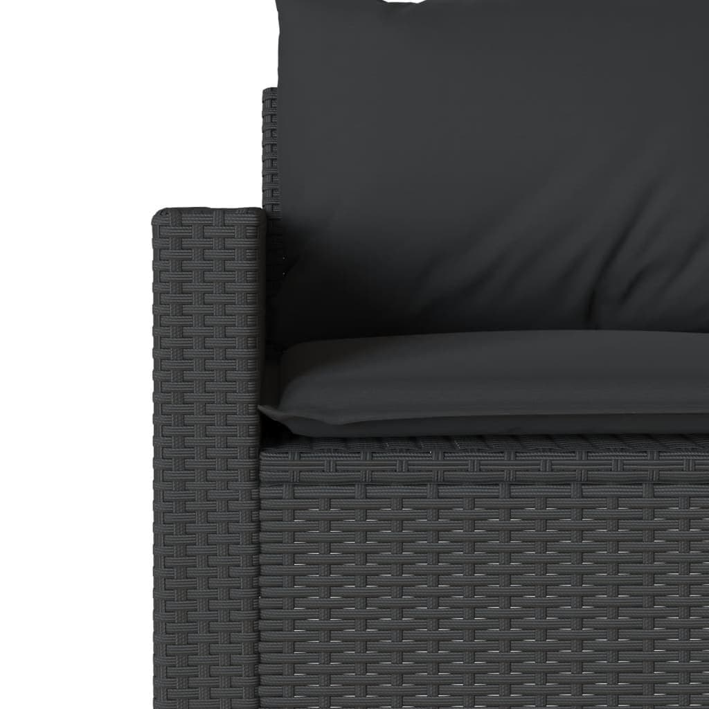 6-Piece Black Poly Rattan Garden Sofa Set with Cushions