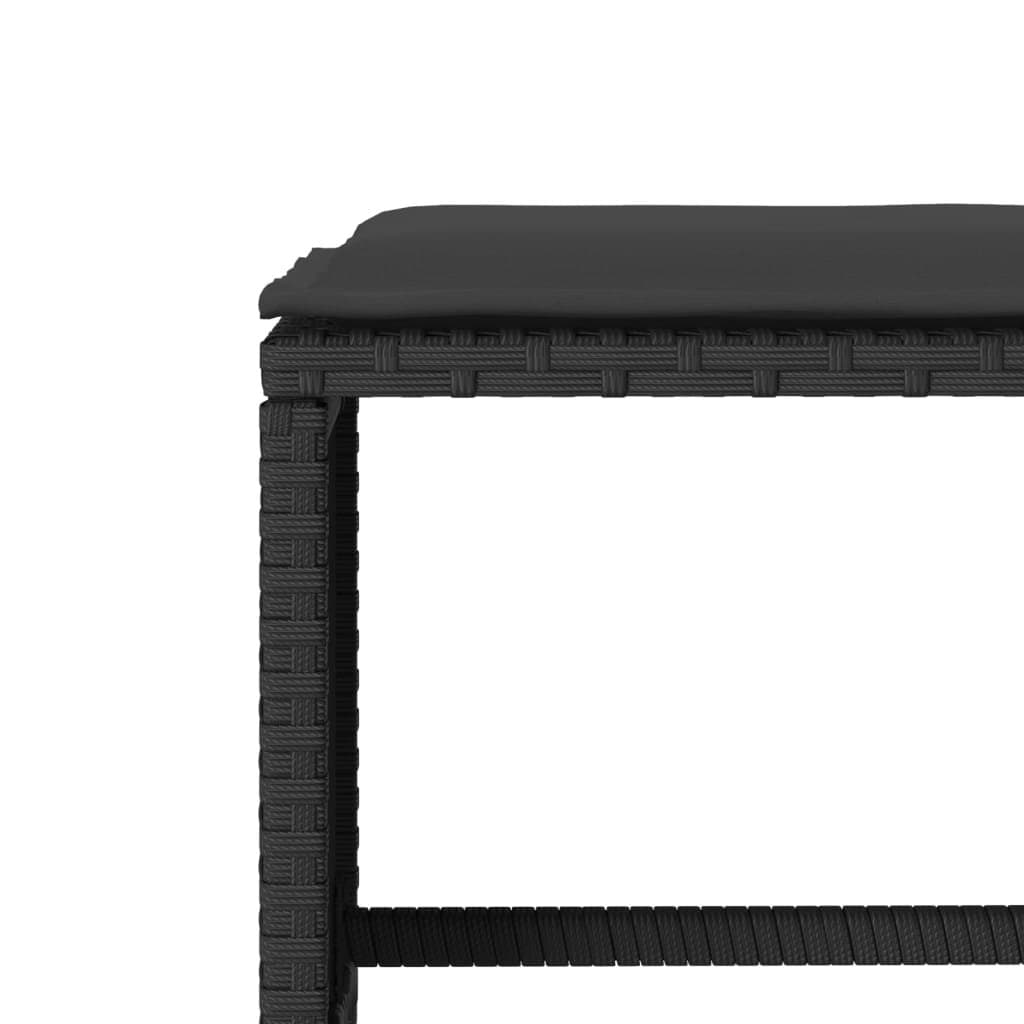 6-Piece Black Poly Rattan Garden Sofa Set with Cushions