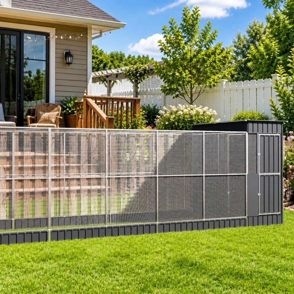 Large Bird Aviary with Extension in Silver Steel