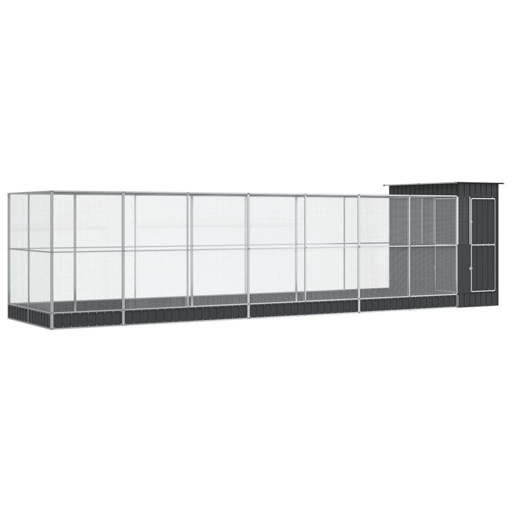 Large Bird Aviary with Extension in Silver Steel