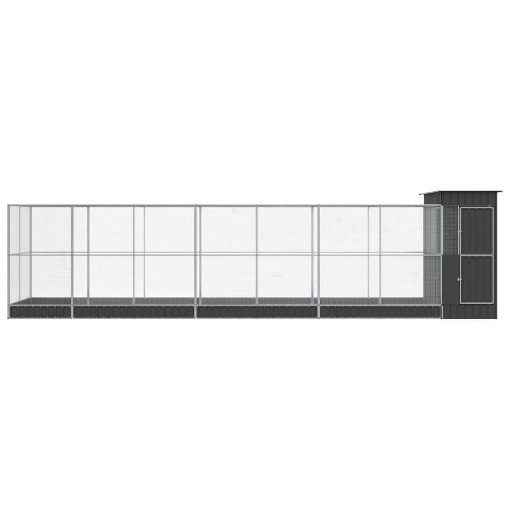 Large Bird Aviary with Extension in Silver Steel