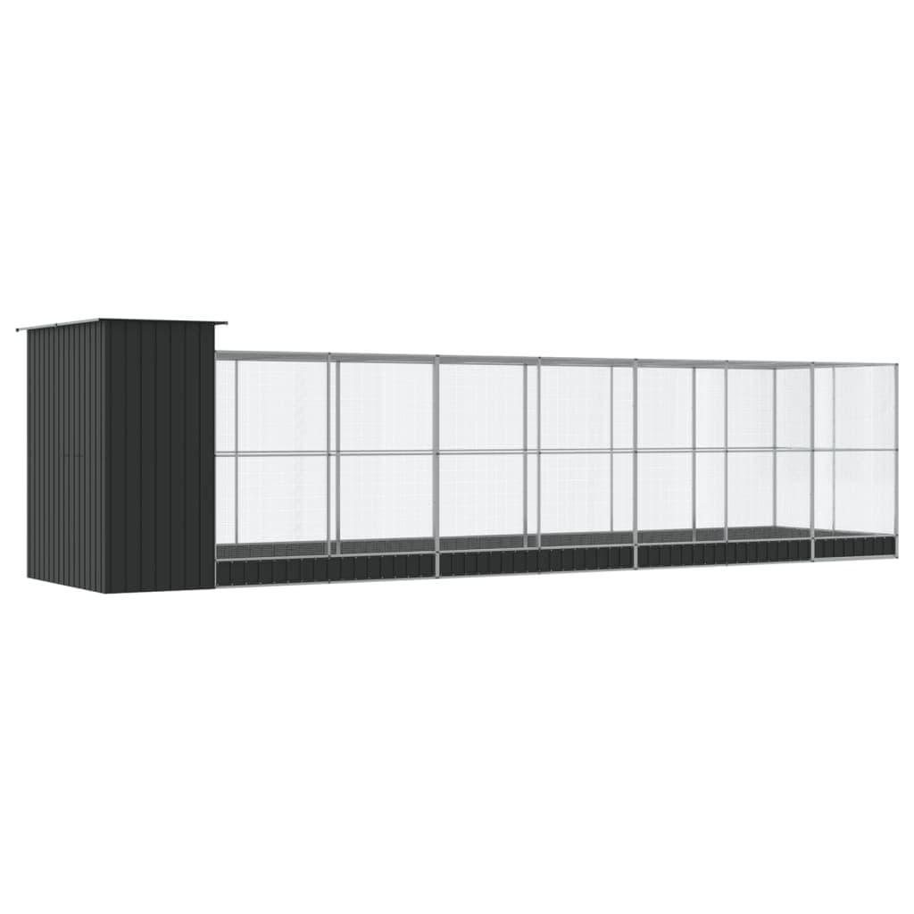 Large Bird Aviary with Extension in Silver Steel