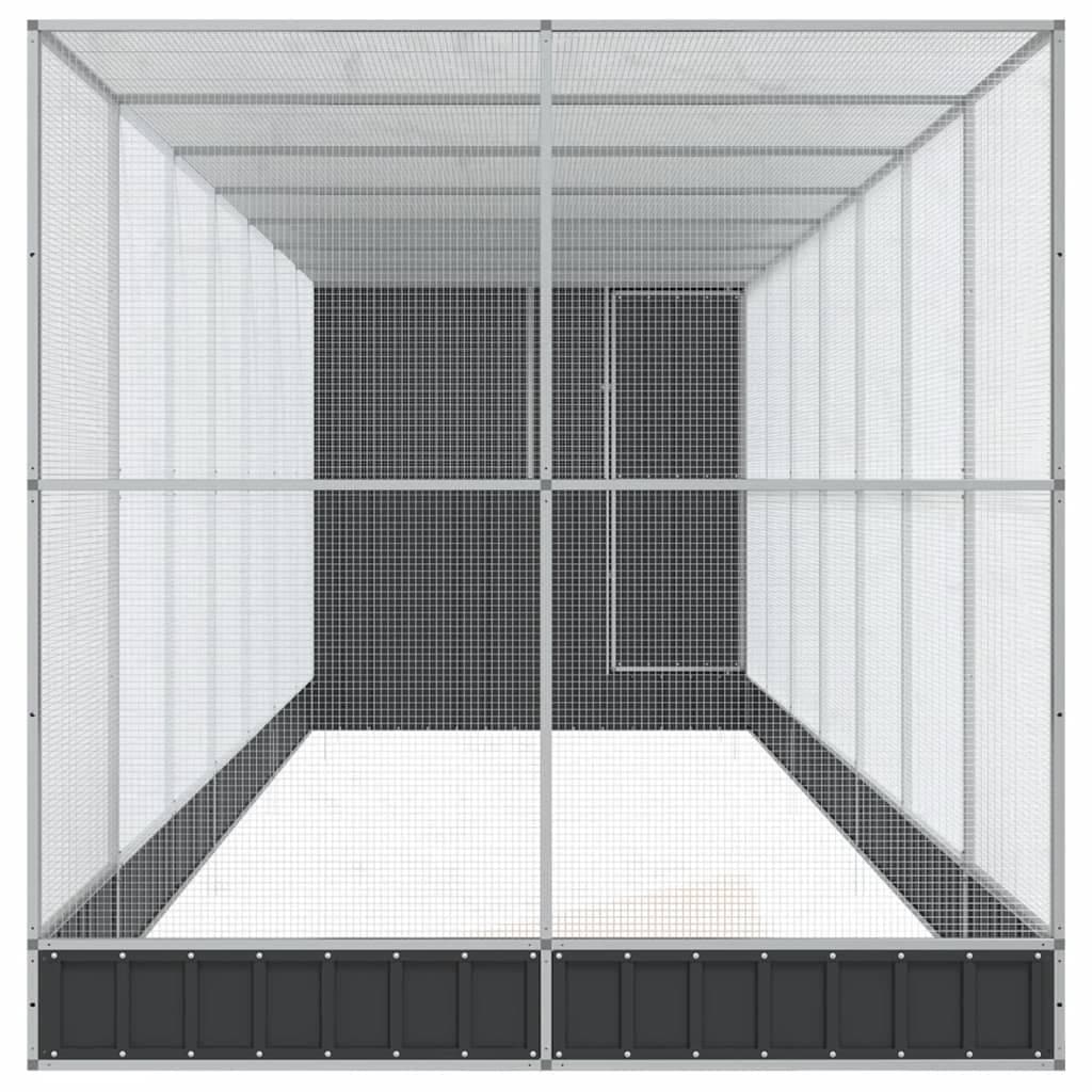 Large Bird Aviary with Extension in Silver Steel