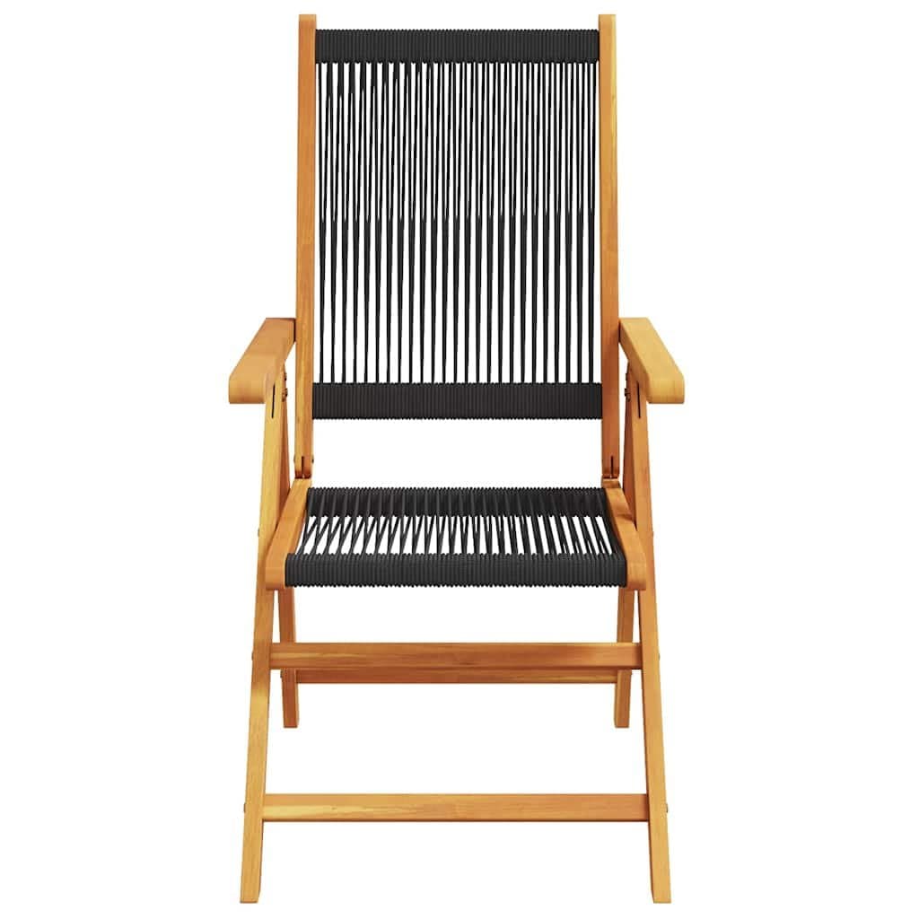 Set of 8 Folding Outdoor Reclining Chairs in Black Wood