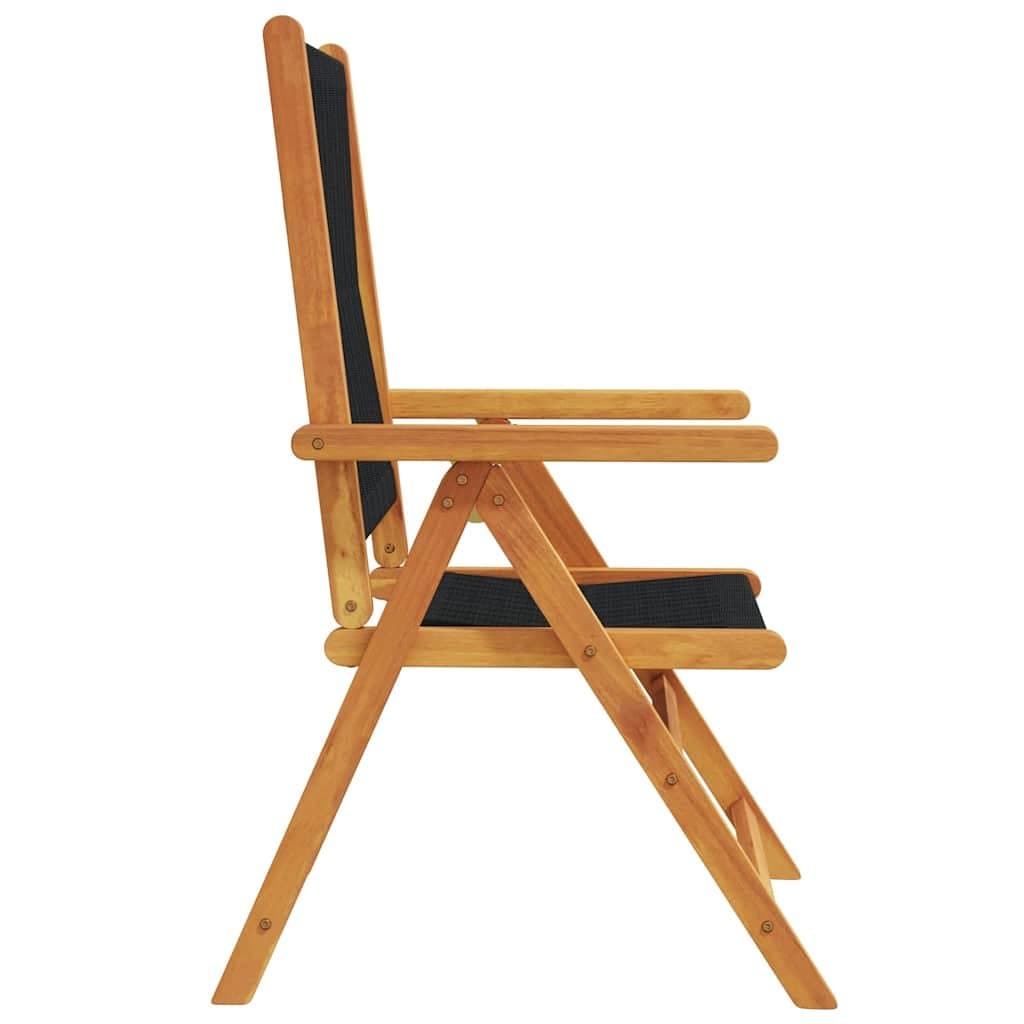 Set of 8 Folding Outdoor Reclining Chairs in Black Wood