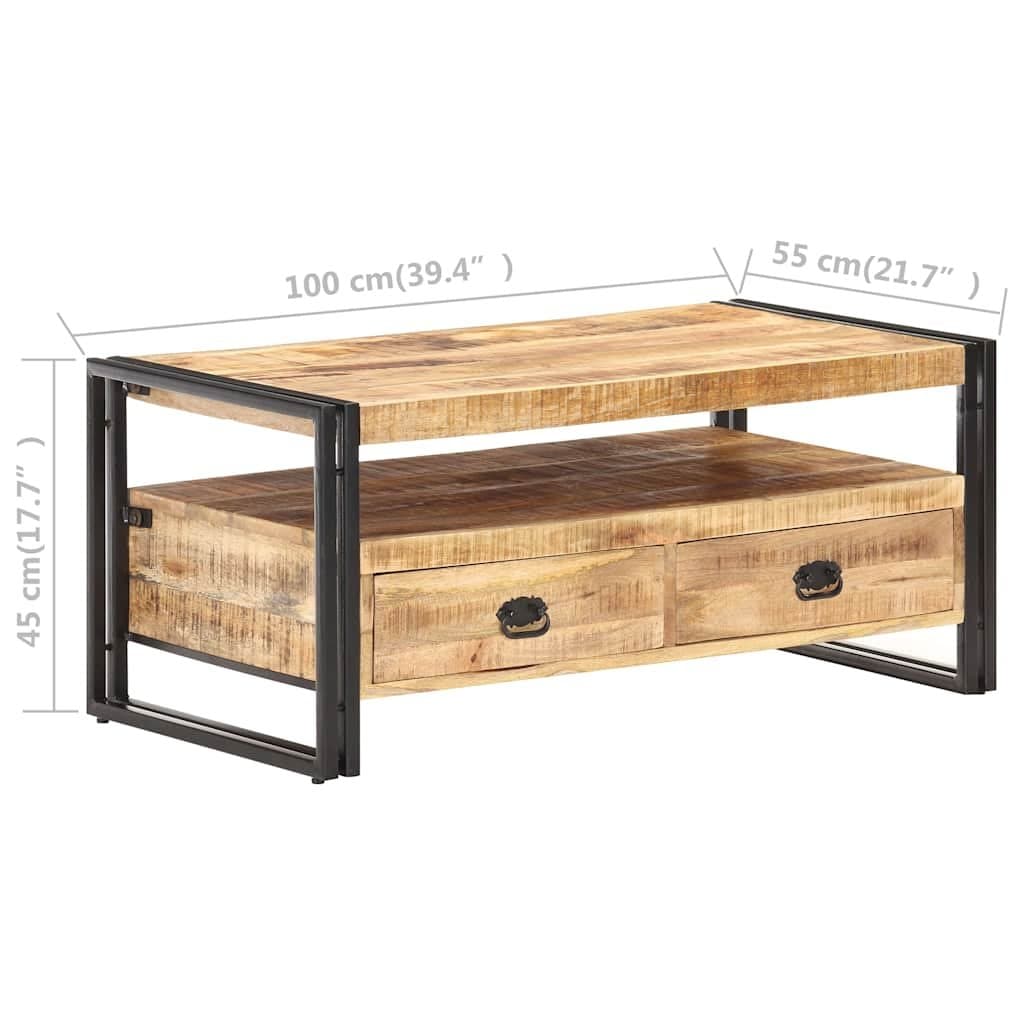 Coffee Table 100x55x45 cm with Drawers Shelf Storage Living Room Accent Table