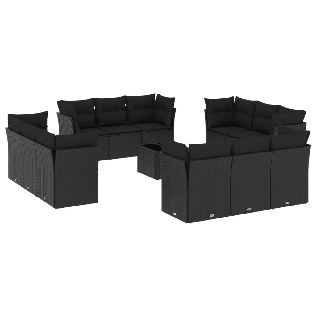 13-Piece Black Rattan Garden Sofa Set