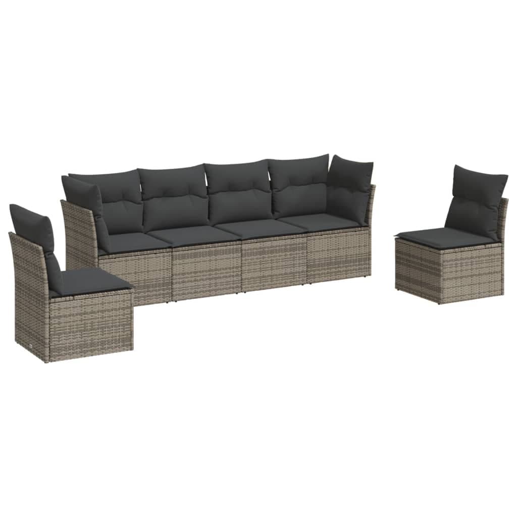 6-Piece Garden Sofa Set in Grey Poly Rattan