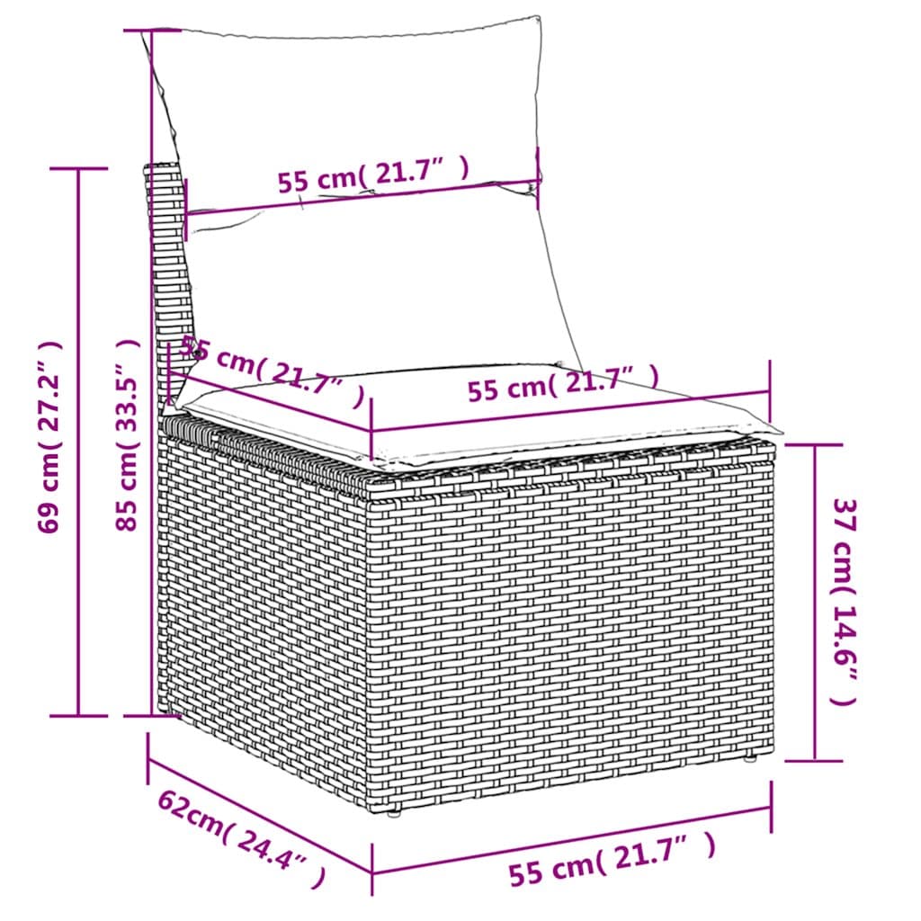 6-Piece Garden Sofa Set in Grey Poly Rattan
