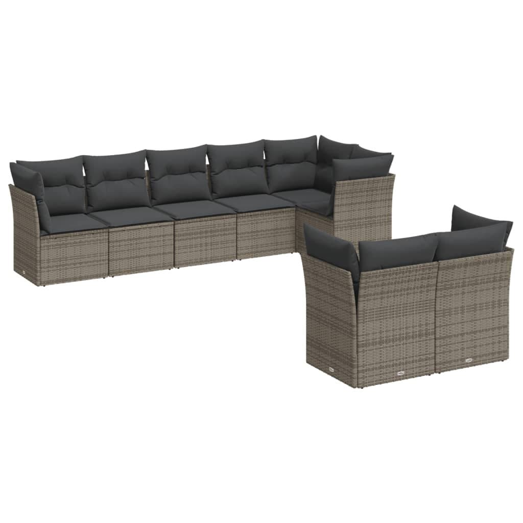 Garden Sofa Set 8 Piece Outdoor Furniture Modular Patio Seating Grey Cushions