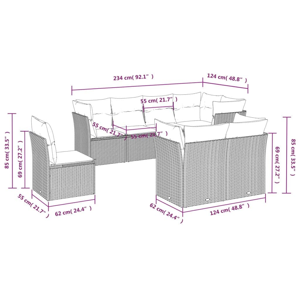 8-Piece Modular Garden Sofa Set for Outdoor Spaces