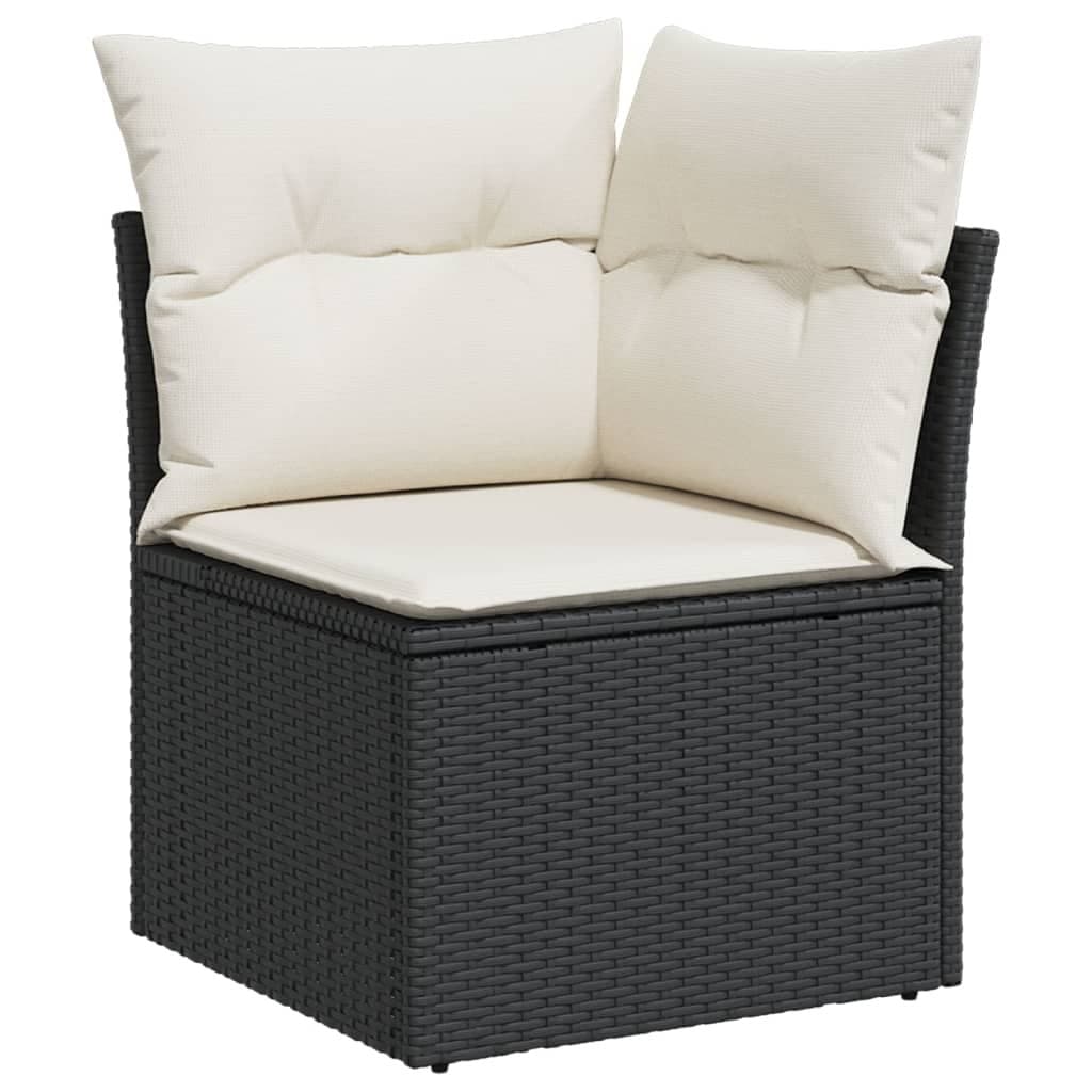 10-Piece Garden Sofa Set with Black Cushions