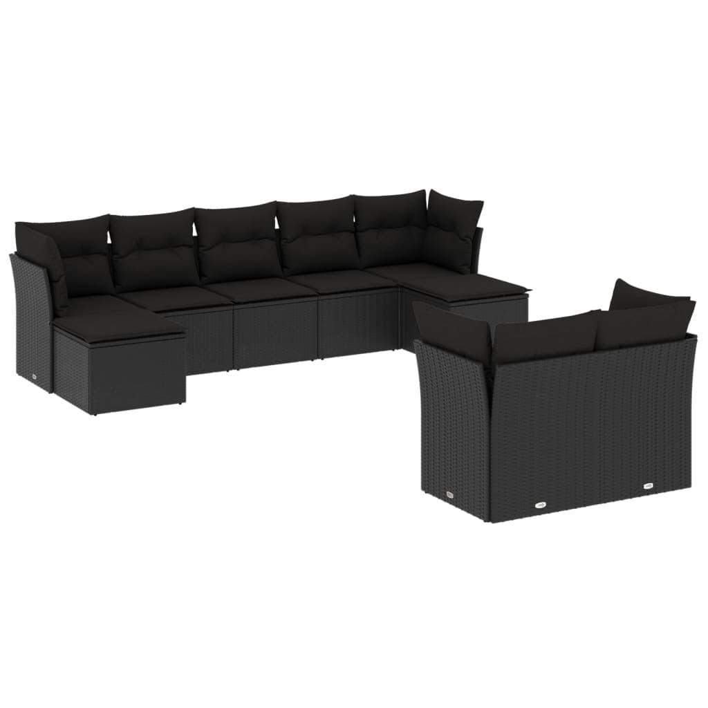 Outdoor Garden Sofa Set 9 Piece Patio Furniture with Cushions Black