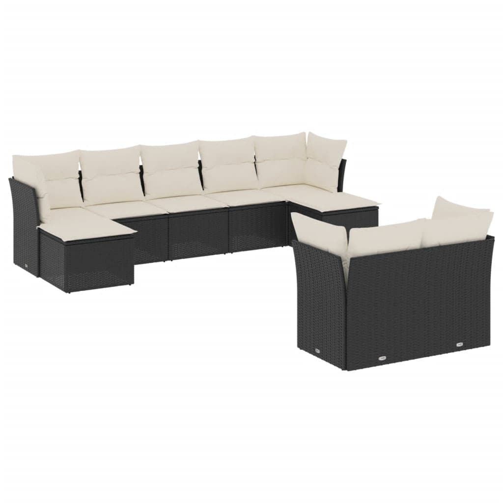 9-Piece Modular Black Garden Sofa Set for Outdoor Spaces