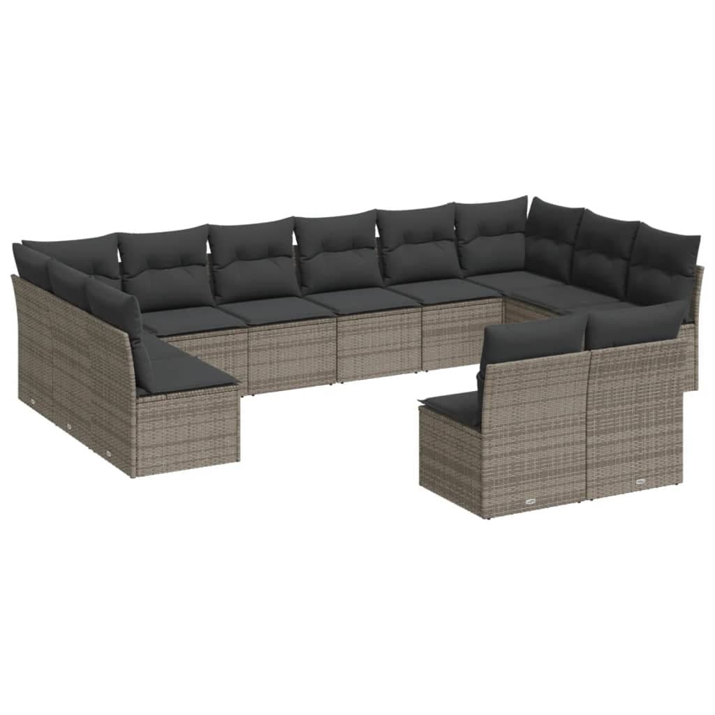 12-Piece Garden Sofa Set with Grey Cushions