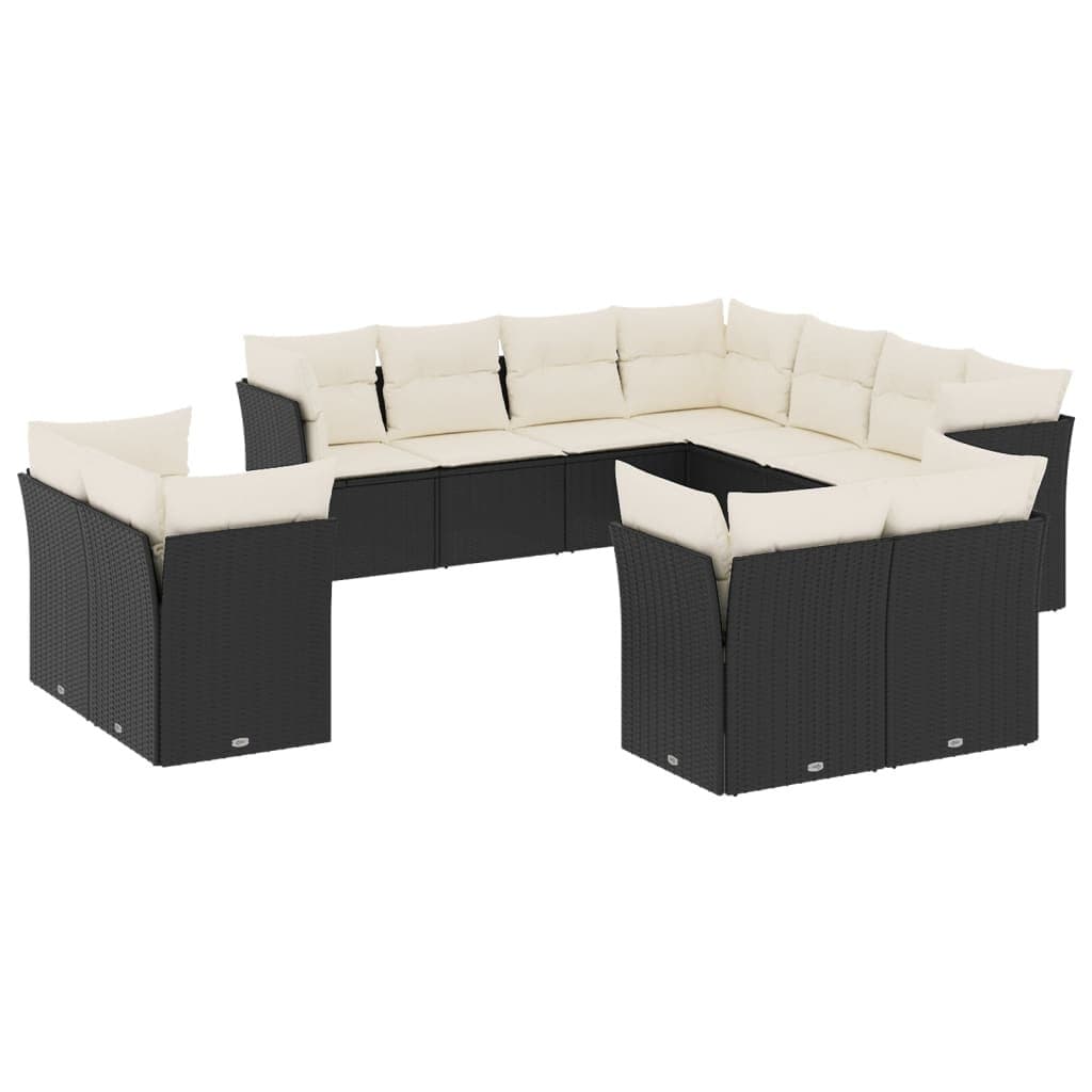Black Poly Rattan 11 Piece Garden Sofa Set for Outdoor Comfort