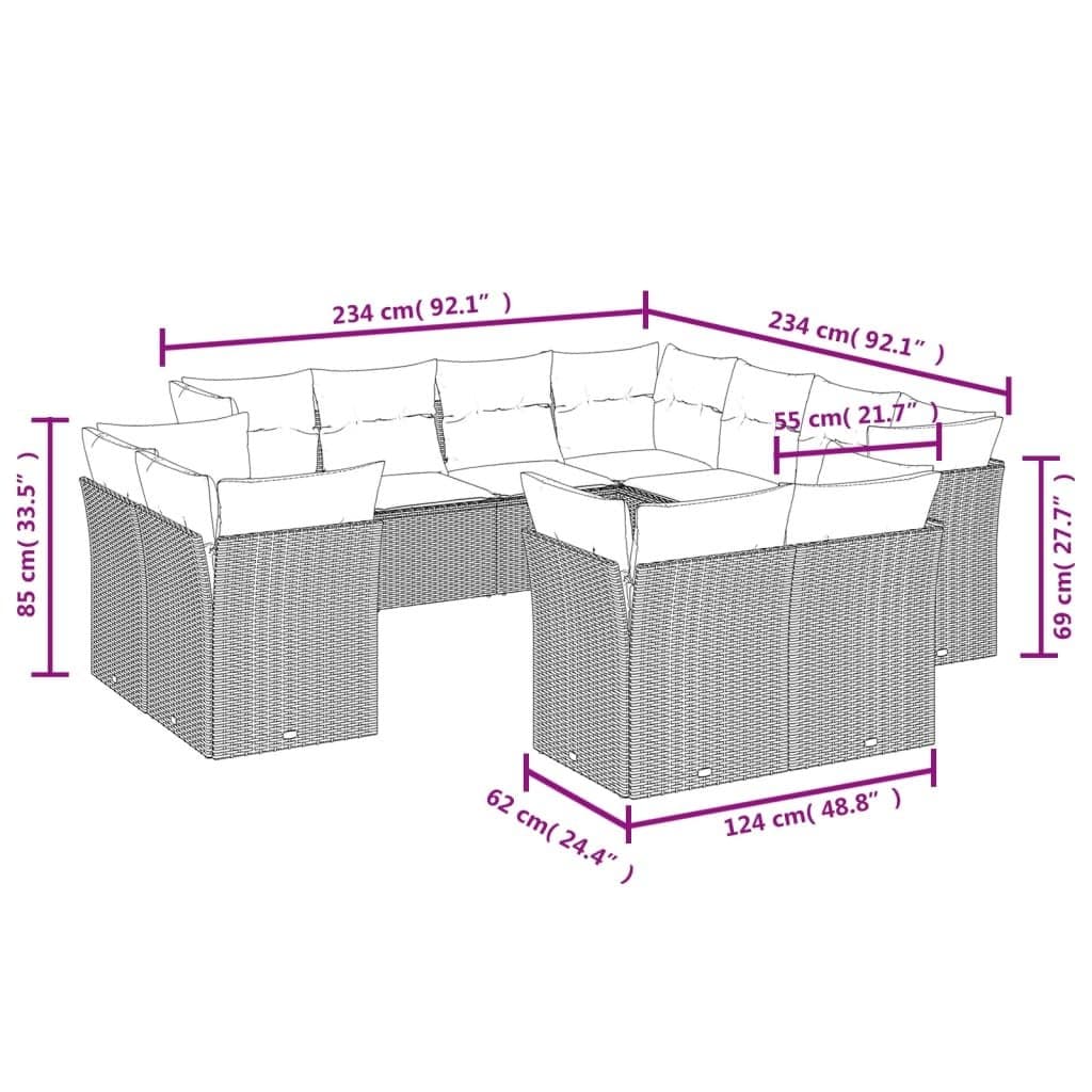 Black Poly Rattan 11 Piece Garden Sofa Set for Outdoor Comfort
