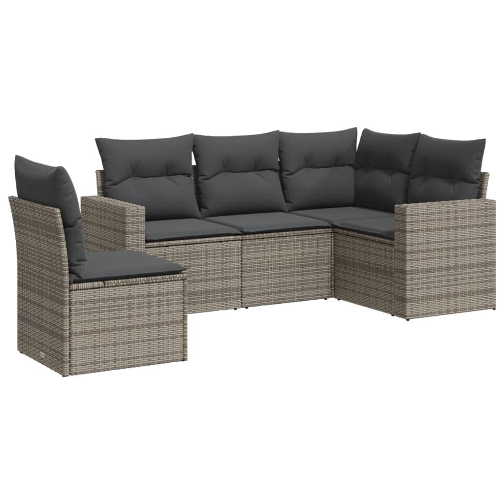 5 Piece Grey Modular Garden Sofa Set