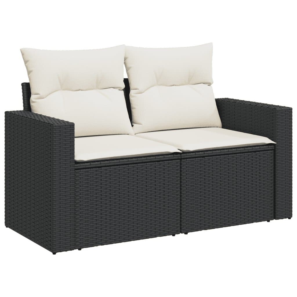 9-Piece Black Garden Sofa Set with Cushions