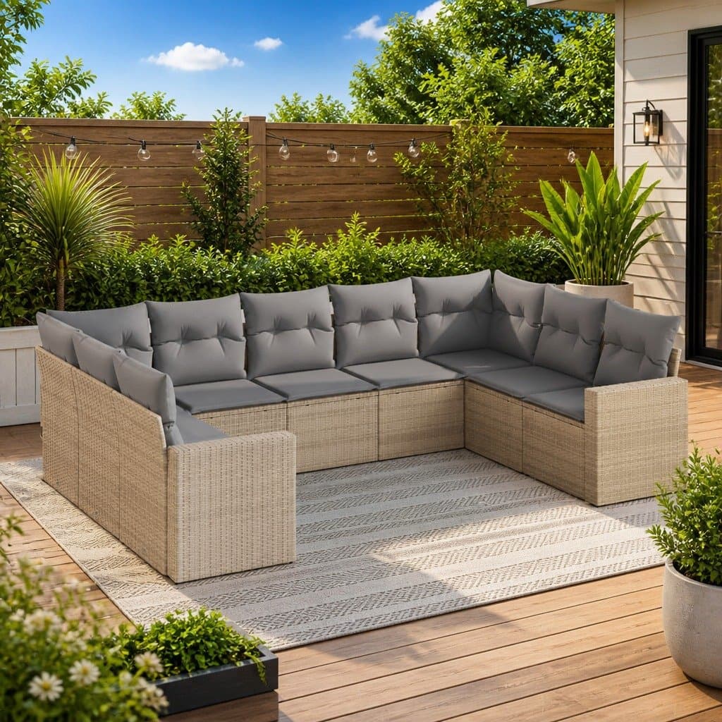 9 Piece Modular Garden Sofa Set in Beige