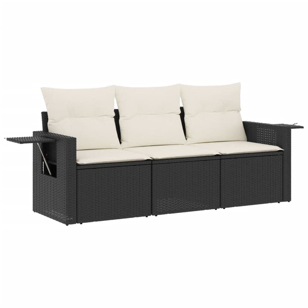 3-Piece Modular Garden Sofa Set in Black Rattan