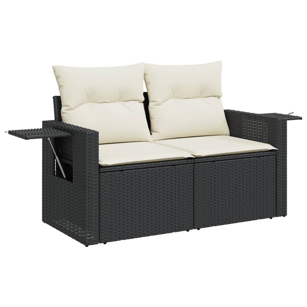 3-Piece Modular Garden Sofa Set in Black Rattan