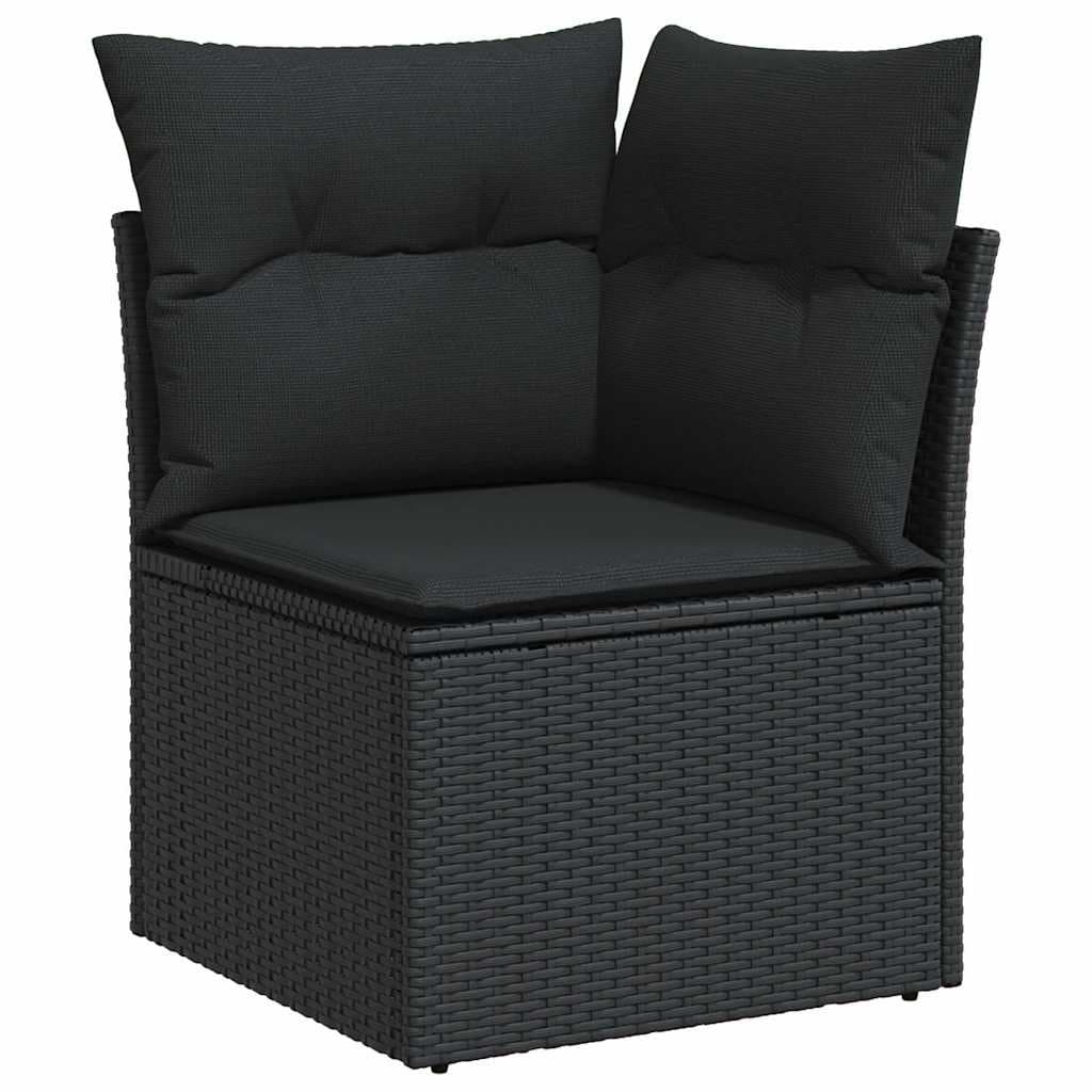 Black 6 Piece Garden Sofa Set with Cushions for Outdoors