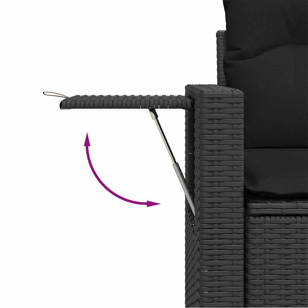 Black 6 Piece Garden Sofa Set with Cushions for Outdoors