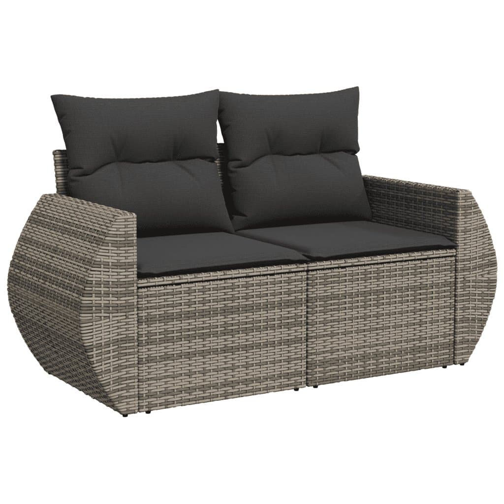 Grey Poly Rattan 3 Piece Garden Sofa Set with Cushions