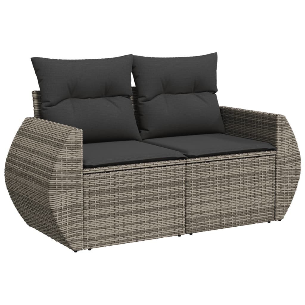 8 Piece Grey Poly Rattan Outdoor Sofa Set