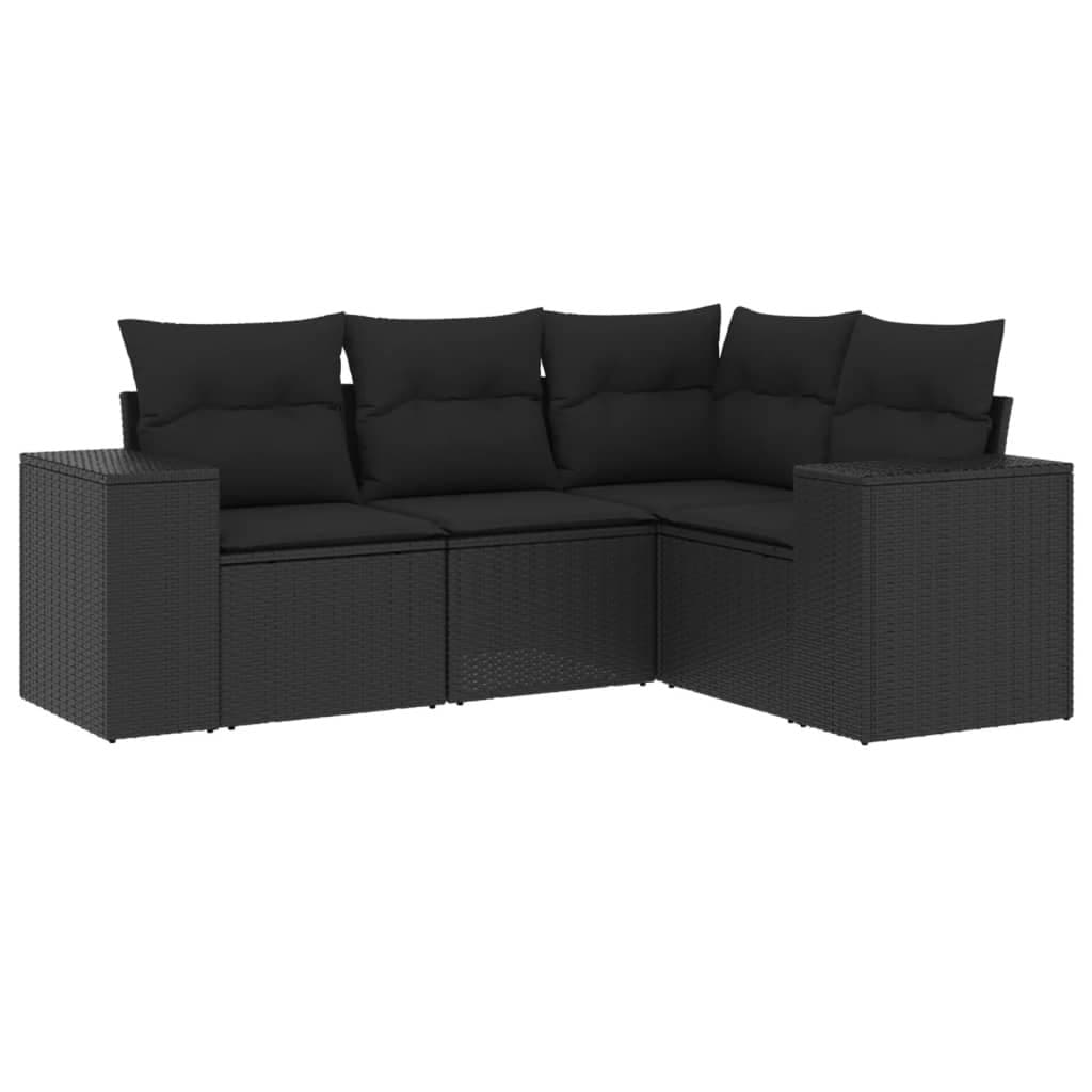 4 Piece Black Outdoor Sectional Sofa Set