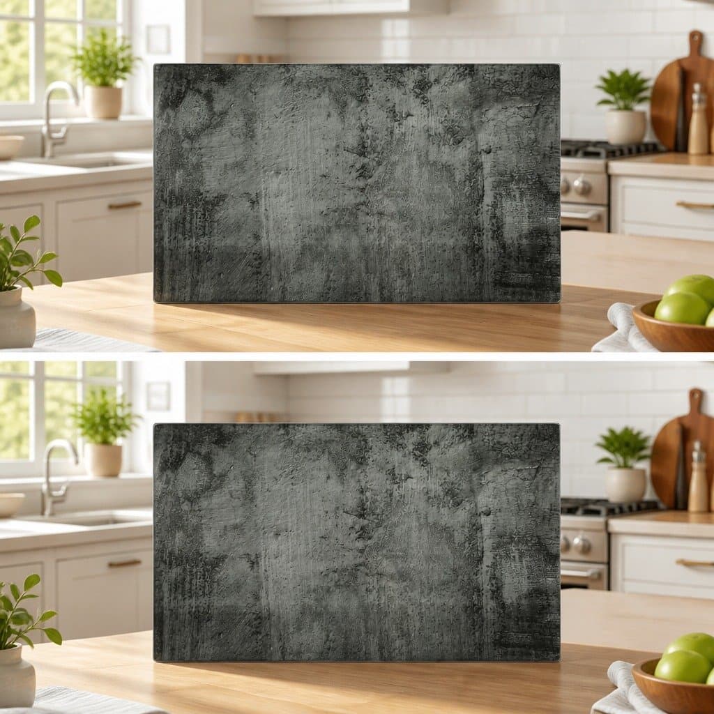Tempered Glass Chopping Boards Set 2 pcs Kitchen Cutting Board Grey Concrete
