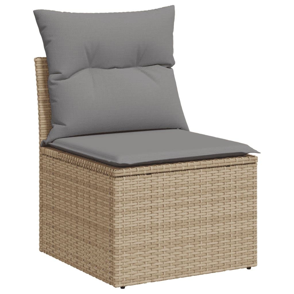 7 Piece Beige Outdoor Garden Sofa Set with Cushions