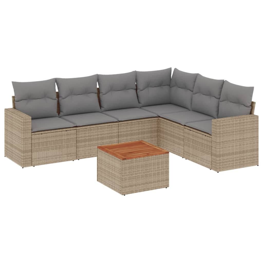 Outdoor Garden Sofa Set 7 Piece Patio Furniture Lounge with Cushions Beige