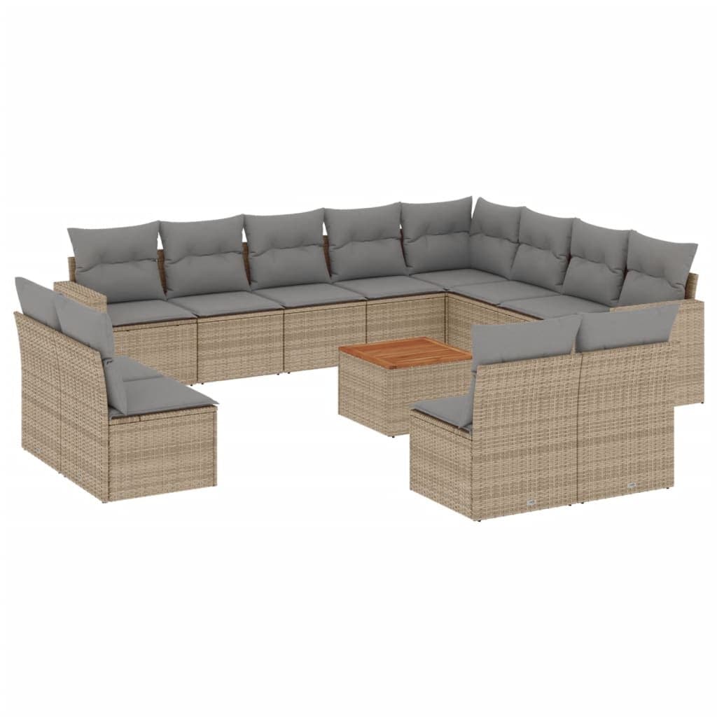 13 Piece Outdoor Sectional Sofa Set in Beige