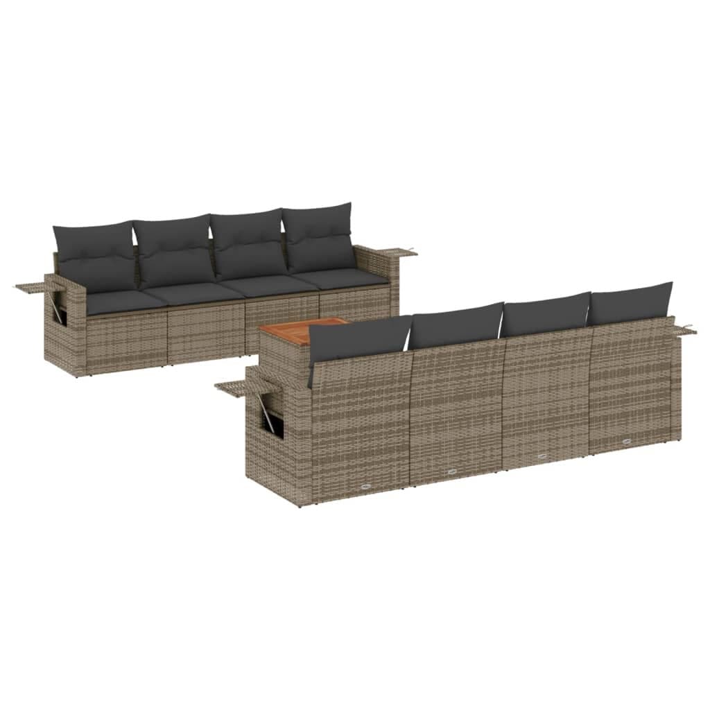 9-Piece Grey Outdoor Sectional Sofa Set
