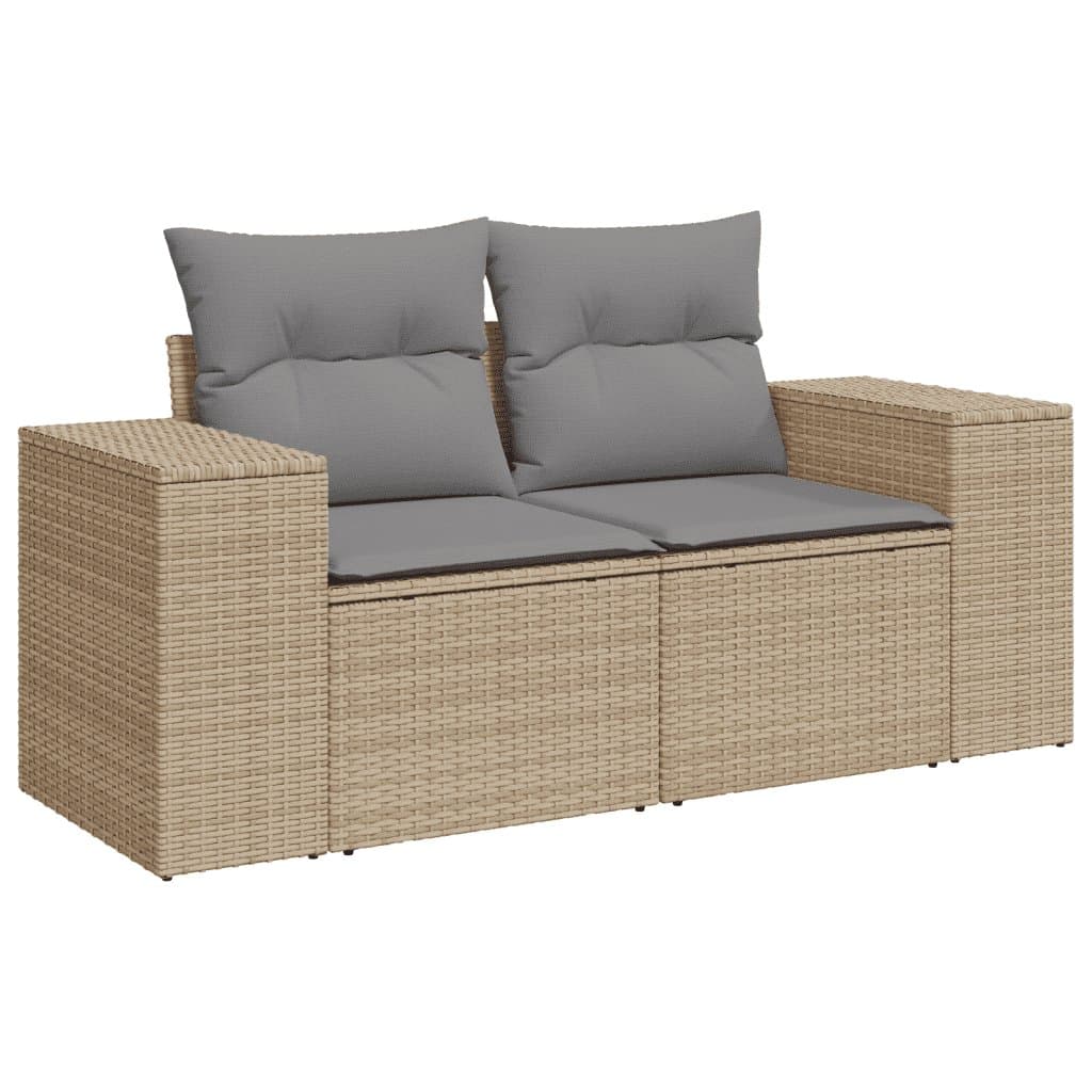 Beige 9-Piece Outdoor Garden Sofa Set with Cushions