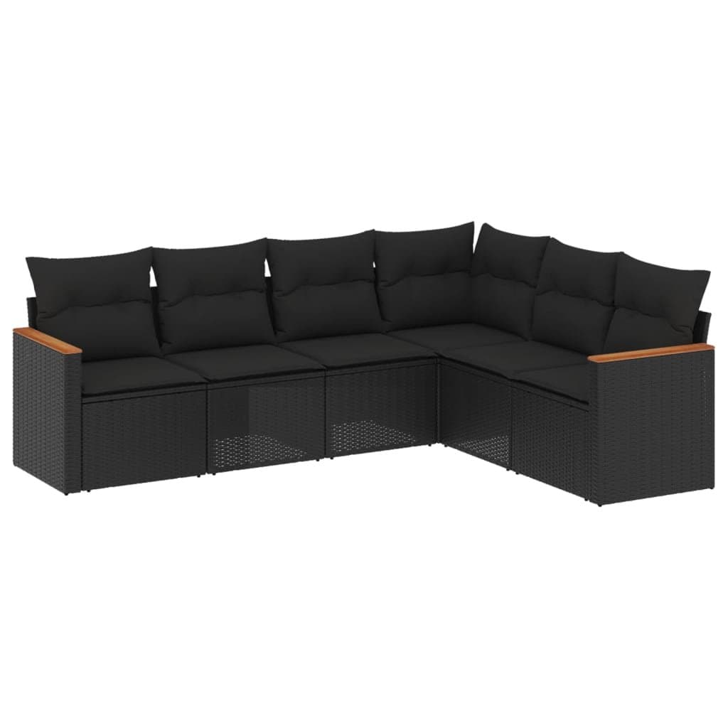 Garden Sofa Set 6 Piece Outdoor Furniture Patio Lounge Black Modular Sectional
