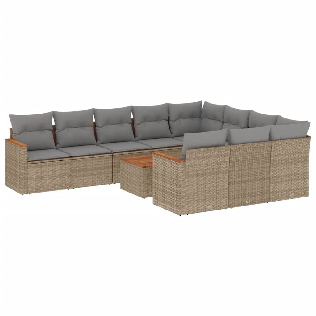 Beige Modular 11-Piece Garden Sofa Set for Outdoor Spaces
