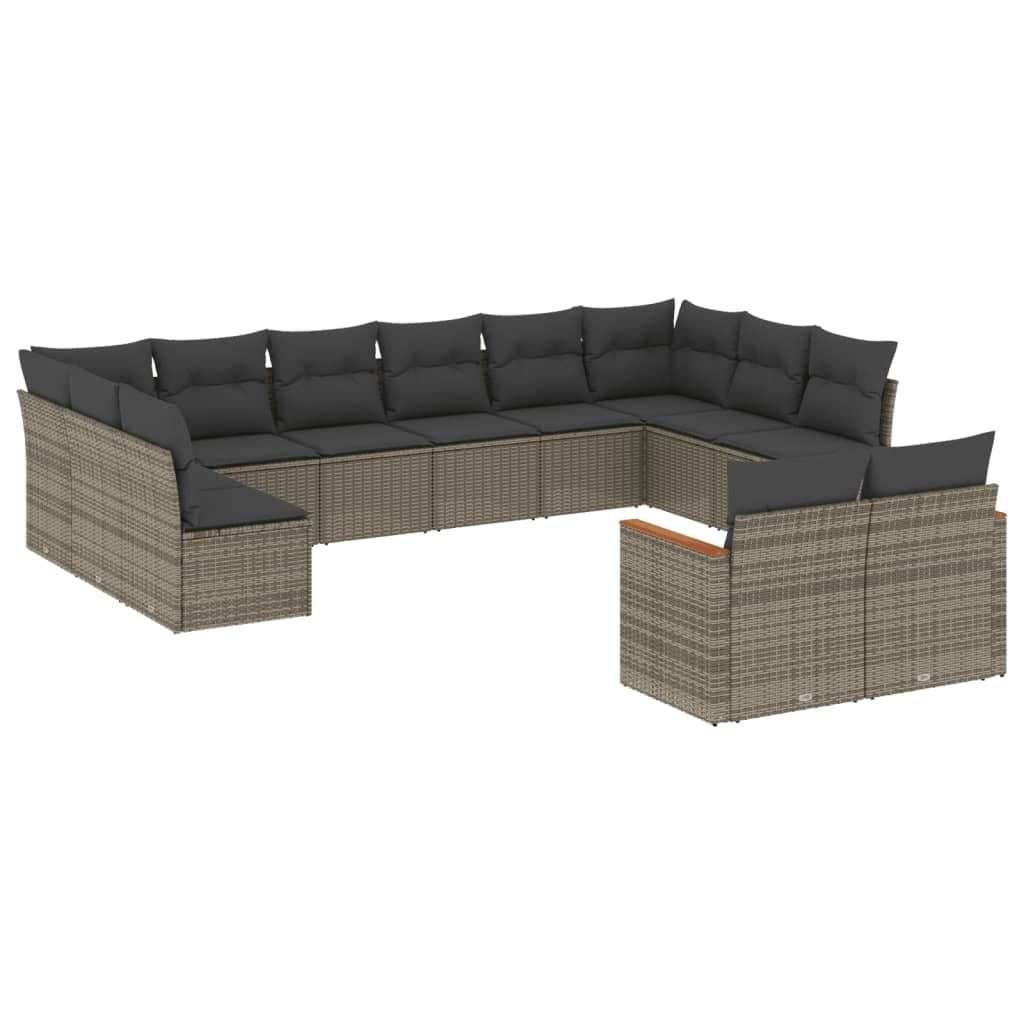 12-Piece Grey Garden Sofa Set with Cushions