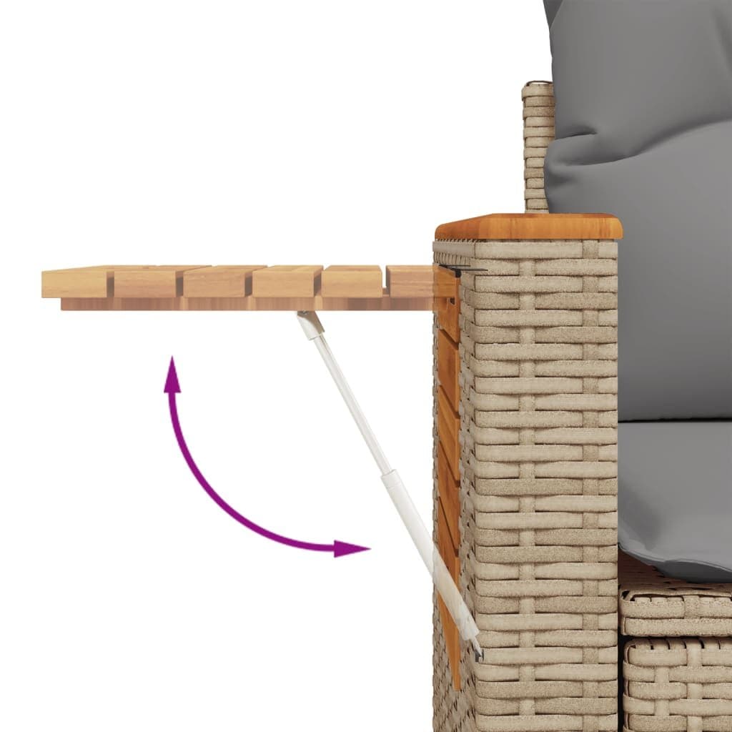 Outdoor 6-Piece Beige Poly Rattan Garden Sofa Set