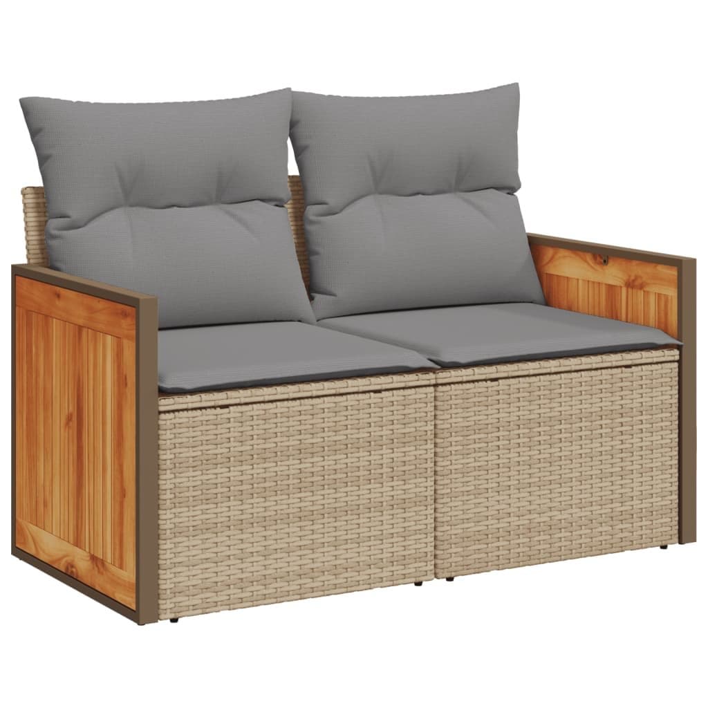 Modular 9-Piece Garden Sofa Set with Beige Cushions
