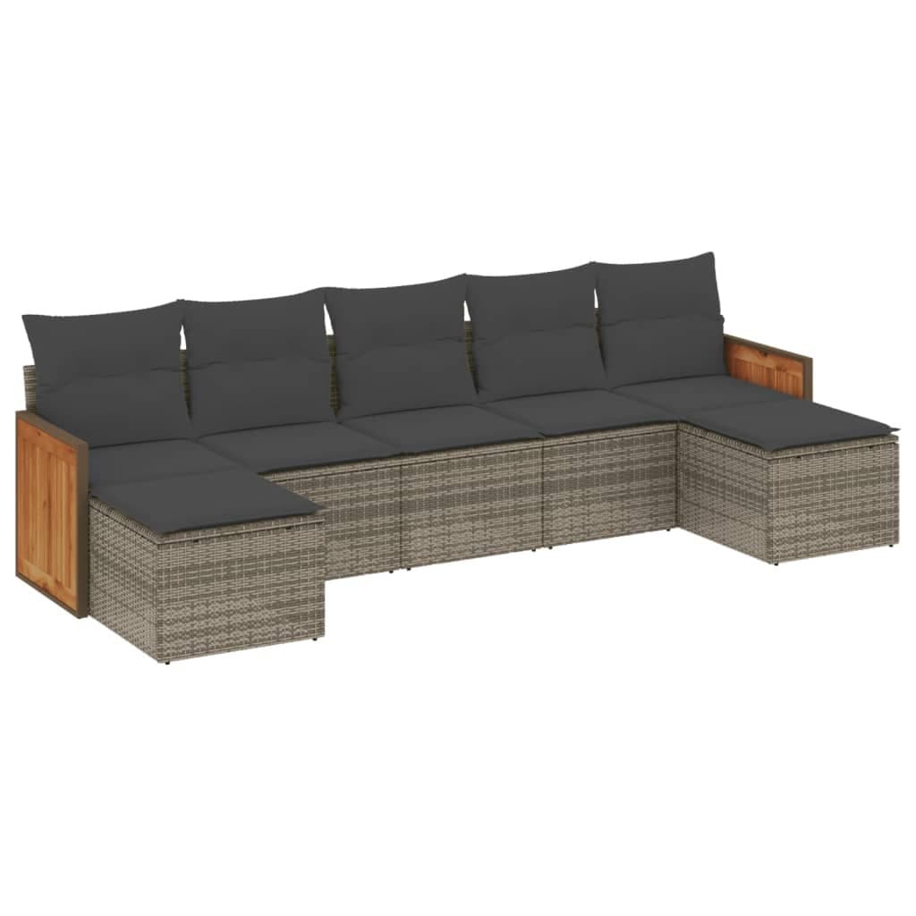 Grey 7-Piece Garden Sofa Set with Cushions