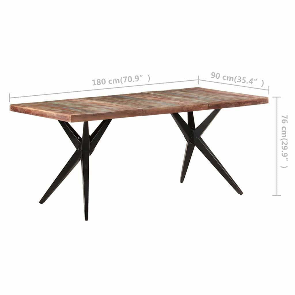 Dining Table 180x90x76cm with Reclaimed Wood Top