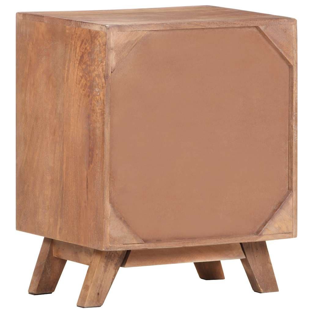 Solid Mango Wood Nightstand with Drawer and Shelf